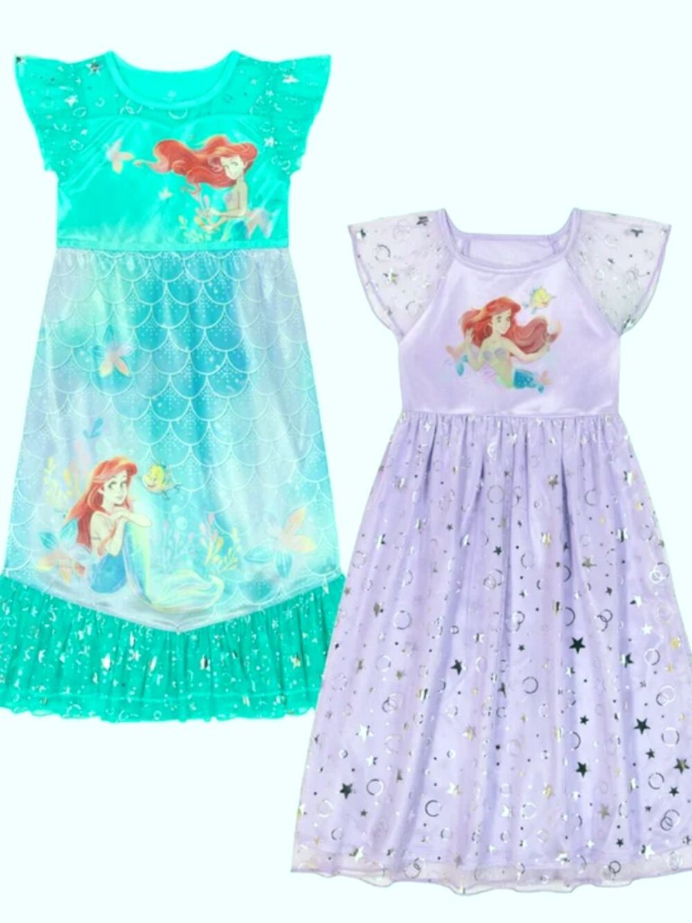 Disney Ariel Little Mermaid Girls Fantasy Gown 2-Pack Multi Teal NWT Lot of 2